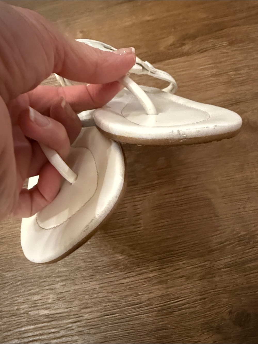 Tory Burch White Miller Logo Thong Sandals Size 7.5 - Picture 6 of 11